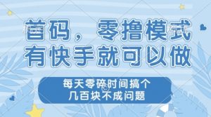 首码,零撸模式,有快手就可以做,每天零碎时间搞个几张不成问题【揭秘】-最全资源库