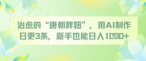 治愈的“唐朝胖妞”,用AI制作日更3条,新手也能日入多张-最全资源库