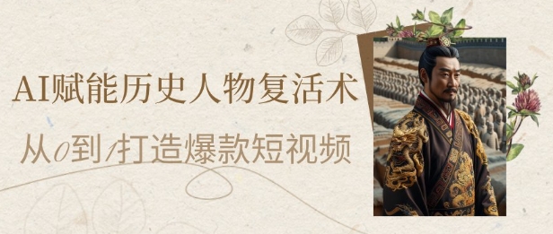 AI赋能历史人物复活术：从0到1打造爆款短视频，7天涨粉10W，小白也能月入过1W-最全资源库
