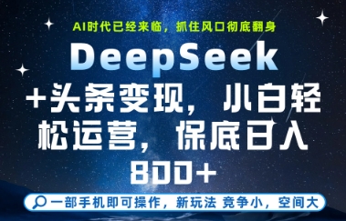 DeepSeek+头条变现,保姆级教学,小白轻松上手,日入8张+【揭秘】-最全资源库