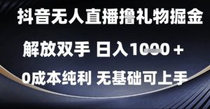 抖音无人直播撸礼物掘金,解放双手,日入1k,0成本纯利,无基础可上手【揭秘】-最全资源库
