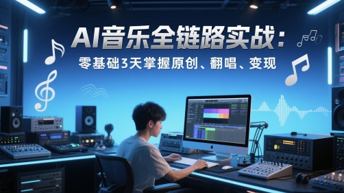 AI音乐全链路实战变现课:零基础3天掌握原创、翻唱、变现-最全资源库