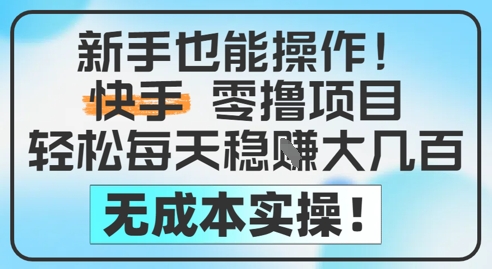 新手也能操作，快手零撸挣米，轻松每天挣2-5张，完全无成本-最全资源库
