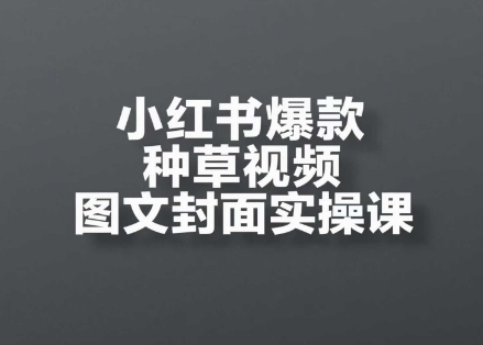 小红书爆款种草视频图文封面实操课,开店、选品、引流、变现全流程-最全资源库