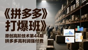 《拼多多打爆班》原创高阶技术第44期，拼多多高利润强付费-最全资源库