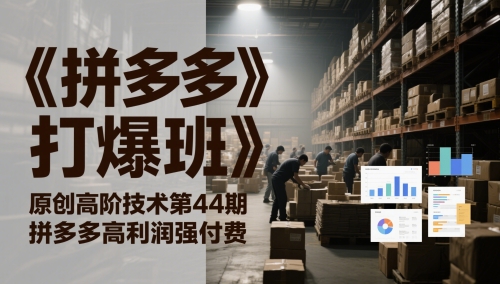 《拼多多打爆班》原创高阶技术第44期,拼多多高利润强付费-最全资源库