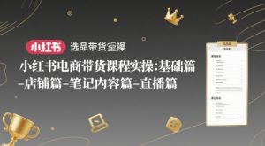 小红书电商带货课程实操:基础篇-选品篇-店铺篇-笔记内容篇-直播篇-最全资源库