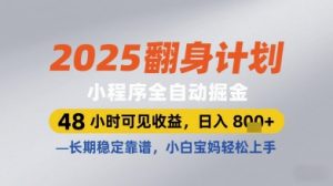 2025翻身计划小程序全自动掘金，48小时可见收益，日入多张+，长期稳定靠谱，小白宝妈轻松上手【揭秘】-最全资源库
