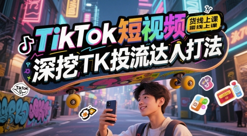 TikTok短视频带货线上课,深挖TK投流达人打法-最全资源库