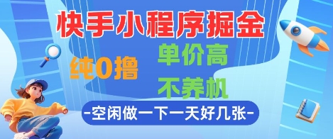 快手小程序掘金,纯0撸,单价高不养机 利用空闲时间做一做,一天好几张【揭秘】-最全资源库