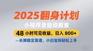 2025翻身计划，小程序全自动掘金，48小时可见收益，日入8张+，长期稳定靠谱，小白宝妈轻松上手【揭秘】-最全资源库