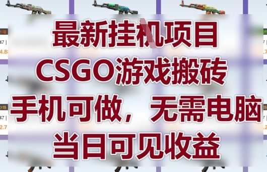 最新挂G项目,CSGO游戏搬砖,手机可做,无需电脑,当日见收益【揭秘】-最全资源库