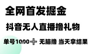 全网首发掘金抖音无人直播撸礼物，单号1k +无脑撸，当天拿结果【揭秘】-最全资源库