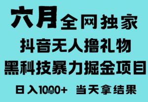 25年6月高爆抖音无人直播最新撸音浪掘金项目，门槛低小白可做，无脑日入1k，可矩阵放大【揭秘】-最全资源库