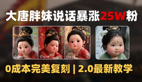 AI大唐胖贵妃说话2.0,40条视频暴涨40w粉,附独家变现攻略-最全资源库