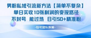 男粉私域引流新方法，单日收10张利润，日引流50+精准粉-最全资源库