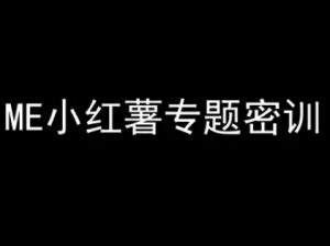 ME小红薯专题密训-小红书电商教程-最全资源库