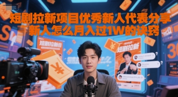 短剧拉新项目优秀新人代表分享新人怎么月入过1W的诀窍-最全资源库