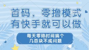 首码，零撸模式，有快手就可以做，每天零碎时间搞个几张不成问题【揭秘】-最全资源库