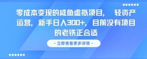 零成本变现的咸鱼虚拟项目， 轻资产运营，新手日入3张+，目前没有项目的老铁正合适-最全资源库