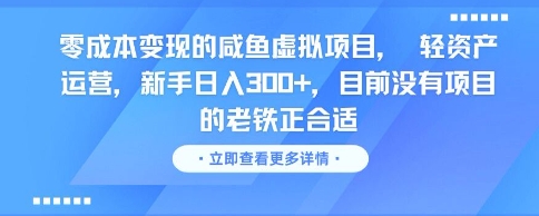 零成本变现的咸鱼虚拟项目， 轻资产运营，新手日入3张+，目前没有项目的老铁正合适-最全资源库