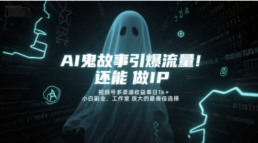 AI鬼故事引爆流量,还能做IP,视频号多渠道收益单日1k+,小白副业、工作室放大的最佳选择-最全资源库