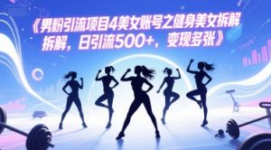 男粉引流项目4美女账号之健身美女拆解，日引流500+，变现多张-最全资源库