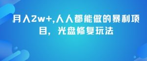 月入2w+，人人都能做的暴利项目，光盘修复玩法-最全资源库