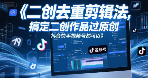 短视频二创去重剪辑法，搞定二创作品过原创，抖音快手视频号都可以-最全资源库