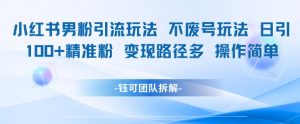 小红书男粉引流玩法不废号玩法日引100男粉变现路径多操作简单-最全资源库
