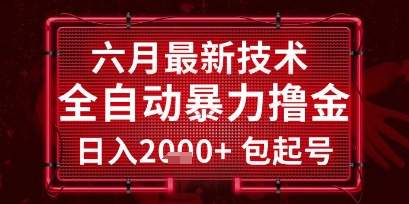 六月最新技术全自动暴力撸金，稳定日入2k+包起号，长期稳定【揭秘】-最全资源库