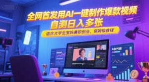 全网首发用AI一键制作爆款视频，自测日入多张，适合大学生宝妈兼职创业，保姆级教程-最全资源库