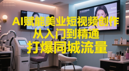 AI赋能美业短视频创作，从入门到精通，打爆同城流量，超级AI工具短视频实操落地-最全资源库