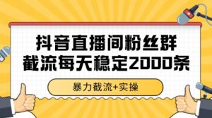 抖音直播间粉丝群暴力截流，一台电脑每天稳定2000条数据【揭秘】-最全资源库