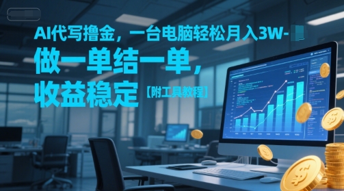 AI代写撸金,一台电脑轻松月入1-3W,做一单结一单,收益稳定【附工具教程】-最全资源库