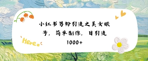小红书男粉引流项目之美女账号6，简单制作，条条爆款原创，不违规-最全资源库