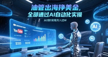 油管出海挣美金，全部通过AI自动化实操，从0到1实现月入过W-最全资源库
