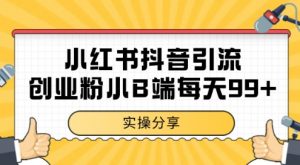 小红书抖音创业粉，小B端粉自热，日引99+的一个玩法【揭秘】-最全资源库