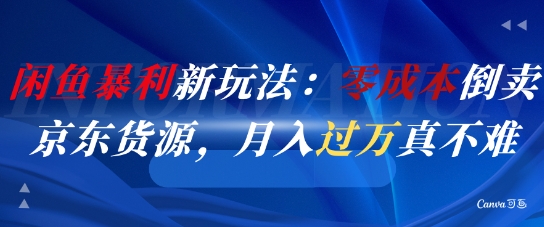 闲鱼暴利新玩法：零成本倒卖京东货源，月入过1W真不难-最全资源库