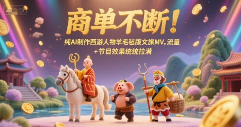 商单不断！纯AI制作西游人物羊毛毡版文旅MV，流量+节目效果统统拉满-最全资源库