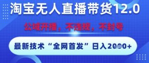 淘宝无人直播带货12.0，最新技术，不封号，不违规，操作简单，开播爆单，日入多张【揭秘】-最全资源库