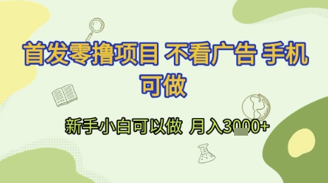 首发零撸项目 不看广告 手机可做 新手小白可以做 月入3k+【揭秘】-最全资源库