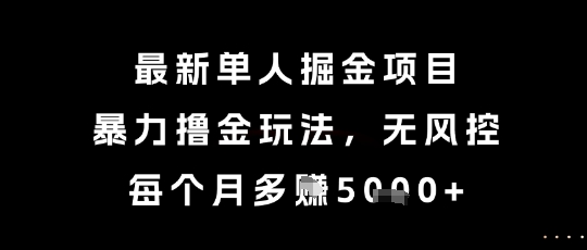 最新单人掘金项目，暴力撸金玩法，无风控，每个月多挣5k+【揭秘】-最全资源库