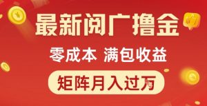 最新阅广撸金项目，零成本满包收益，可矩阵操作，月入过1W【揭秘】-最全资源库