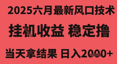 2025六月最新风口技术，无人挂G撸礼物，长期稳定 一个小时收益2k+，小白当天拿结果【揭秘】-最全资源库
