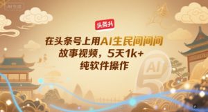 在头条号上用AI生民间故事视频,5天1k+,纯软件操作-最全资源库