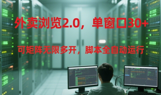 外卖浏览2.0,单窗口30+可矩阵无限多开,脚本全自动运行【揭秘】-最全资源库