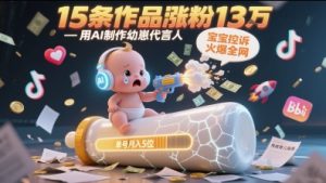 用AI制作幼崽代言人，宝宝的控诉火爆全网，15条作品涨粉13W，单号月入5位数实操教程-最全资源库