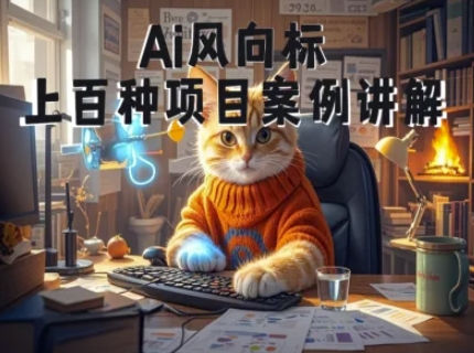 Ai风向标-附100种项目案例玩法-0基础小白到大神ai视频商业应用教学-最全资源库