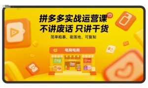 拼多多实战运营课,不讲废话只讲干货,简单粗暴,能落地,可复制-最全资源库